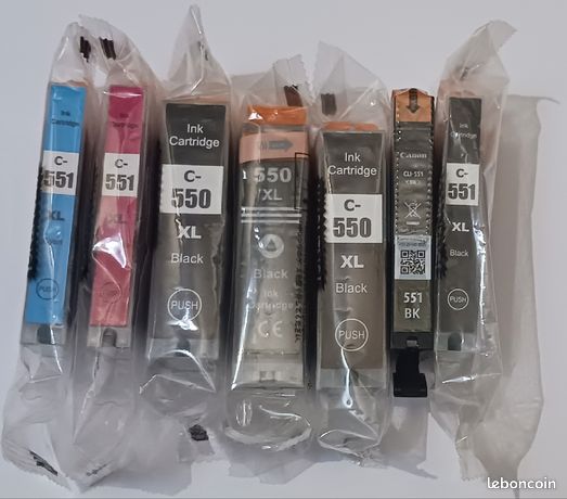 7 cartouches compatibles canon 550/551