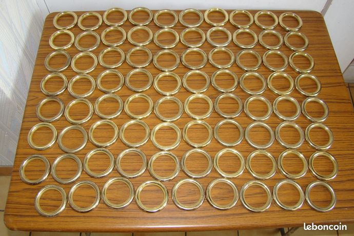 Lot de 79 Anneaux laiton doré 70 mm pour tringles à rideaux