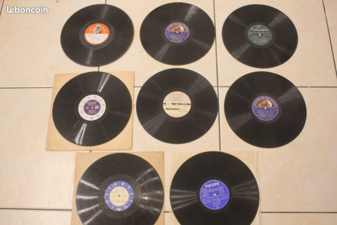 Lot de disques anciens (microsillon, 33 1/3) compil surprise partie / la voix de son maitre, columbia etc)