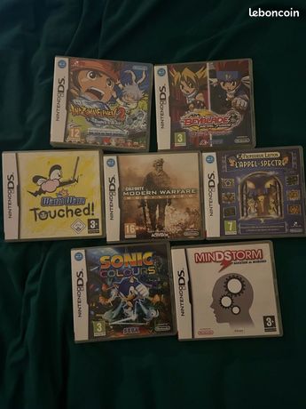 Lot de jeux DS Wario ware touched Professeur Layton lappel du spectre Mindstorm Sonic colours Beyblade metal fusion cyber pegasus inazuma eleven 2 tempete de glace Cod mw mobilized