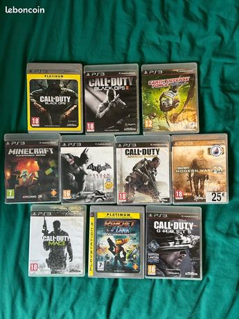 Lot de jeux ps3 Call of duty black ops 1 Black ops 2 Advanced warfare Modern warfare 3 Modern warfare 2 Ghost minecraft Batman Arkham city Rachet et clank operation destruction Earth defen