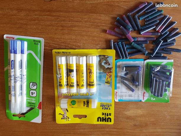 Lot effaceurs + baton de colle + cartouches d encre