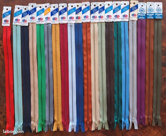 Lot fermetures éclair 30 cm