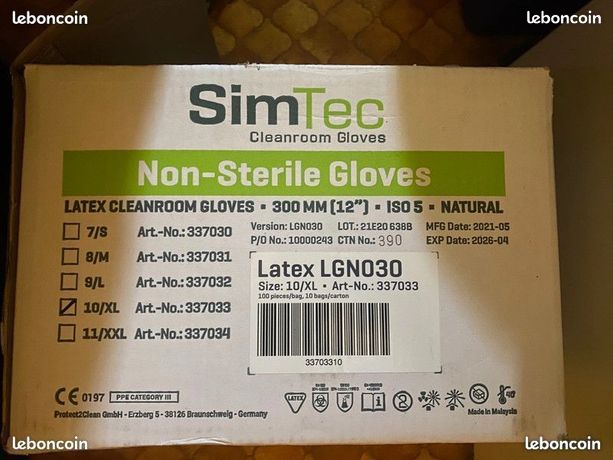 Lot gant non stérile taille xl 1000 pcs
