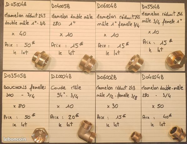 Lot raccord plomberie