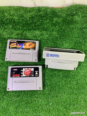 Lot super nintendo nba jam + street fighter ii turbo jap + adaptateur ad-29