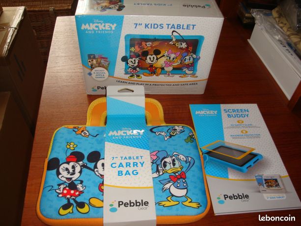 Lot TABLETTE KIDS TABLET DISNEY MICKEY AND FRIENDS + SACOCHE + VERRE DE PROTECTION NEUF