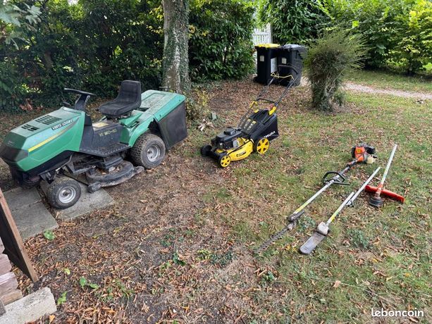 tracteur tondeuse + tondeuse+ débroussailleuse3en1