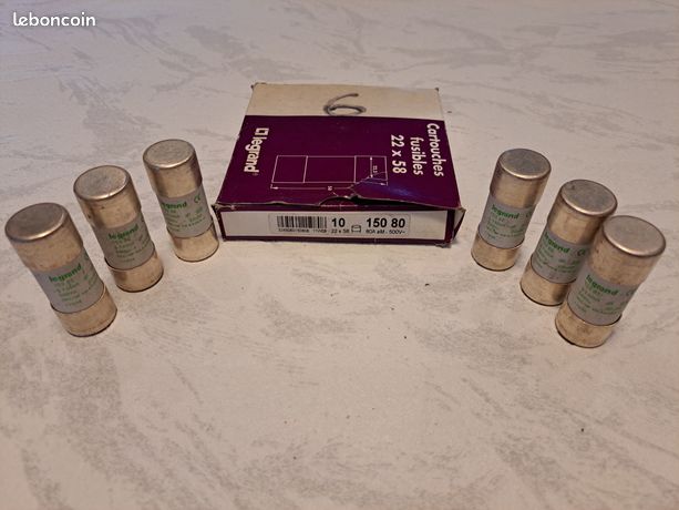 Lot62 6 cartouches fusibles LEGRAND 22x58 500v 80A