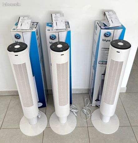 3 Ventilateurs Colonne 91 cm BLYSS Pièce avec Télécommande en Parfait Etat de Fonctionnement