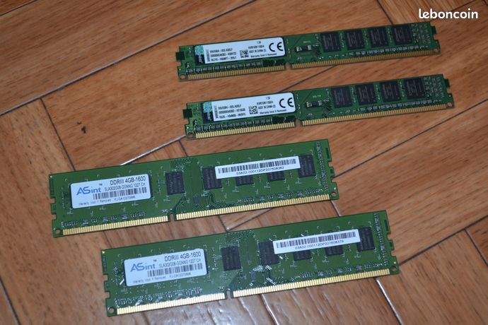 4 Barrettes de Ram PC de bureau 16 Go DDR3