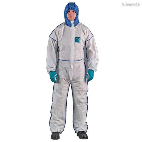 2 Combinaisons de protection ANSELL AlphaTec 1800 COMFORT, blanche et bleue en L
