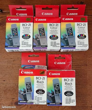5 cartouches 3 BCI-21 Colour et 2 BCI-21 black, d' Canon (genuine canon)