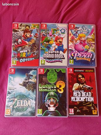 jeux nintendo switch 1/2 luigi's mansion 3super mario odyssey wonder peach zelda tears of the kingdom red dead redemption