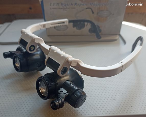 Loupe frontale bijoutier 8X/15X/23X bandeau réglable double LED