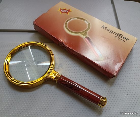 Loupe vintage à poignée 10X diamètre 80 mm portable