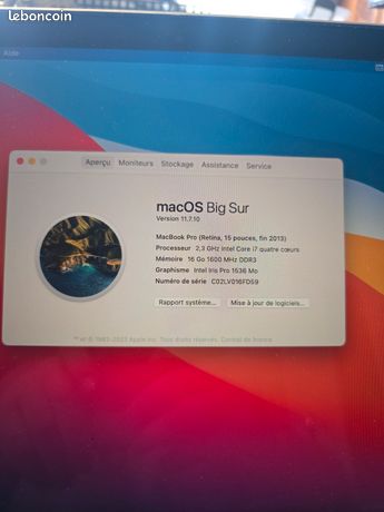 MacBook pro retina fin 2013