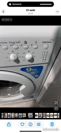 Machine à laver robuste Indesit 9 kgs Machine située au Rdc Diable à disponibilité pour lévacuation par vos soins