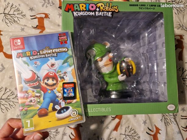 MAIN PROPRE TROYES 10 Jeu Mario et les lapins crétins 2 sparks of hope mauvaise boite + figurine lapin luigi 15 cm console Nintendo switch oledlite switch 2