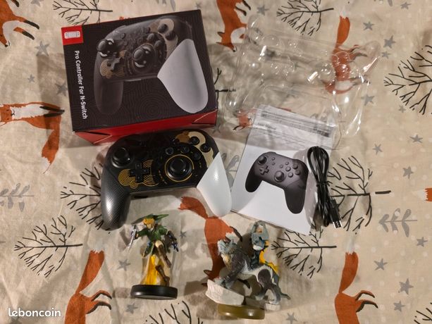 Manette motif the legend of zelda manette style pro + 2 amiibo zelda console Nintendo switch oled lite switch 2