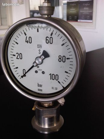 Manomètre de laiterie inox 0-100 bars grand cadran
