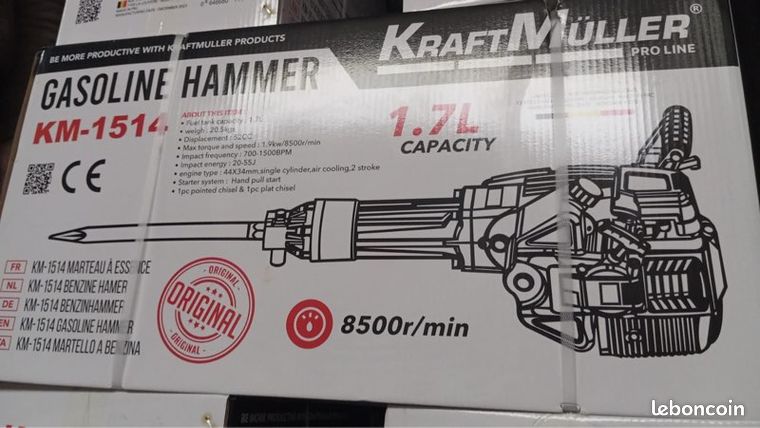 Marteau piqueur burineur kraft Muller Marteau de Démolition Thermique neuf + 2 burins