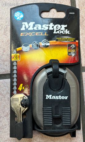 MASTER LOCK Cadenas Rond A Clé Acier Inoxydable Extérieur M187EURD Idéal pour les espaces de rangement les remises les garages les remorques