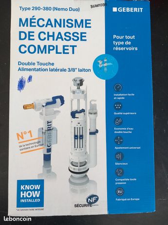 Mecanisme geberit WC complet type 290-380 Double Touche