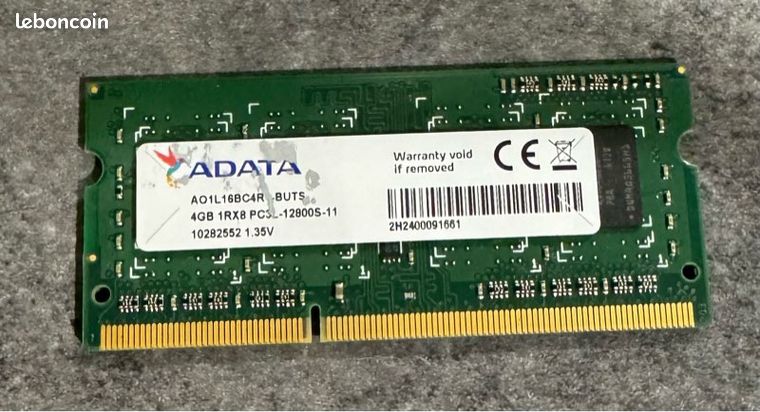 Mémoire RAM ADATA 4Go DDR3 1600MHz