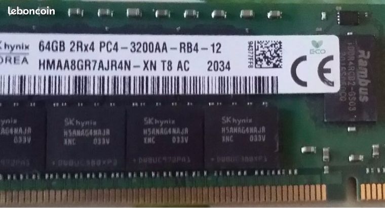 Mémoires Dimm Ecc 32gb et 64gb ddr4
