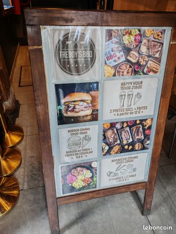 Menu board aimanté recto verso bois vernis restaurant