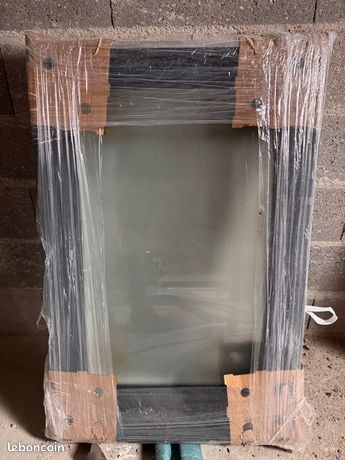 Menuiserie 1 vantail 60x95cm blanc intérieur / gris anthracite extérieur