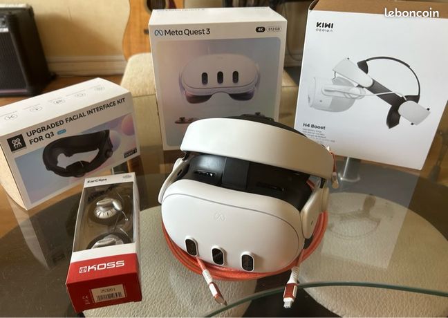 Meta quest 3 512 go + kiwi h4 boost + amvr 3 upgraded + câble + casque