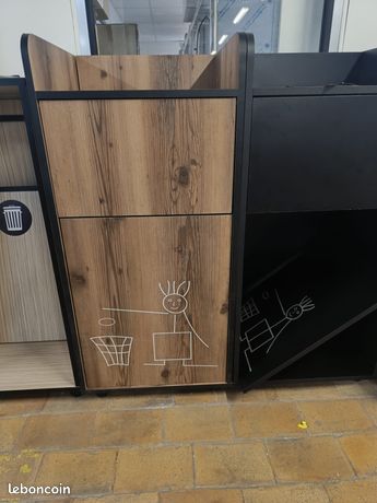 Meuble poubelle snack en bois marron