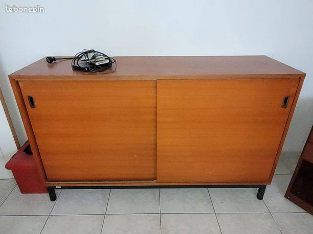Meuble rangement bureau portes coulissantes et dossiers suspendus