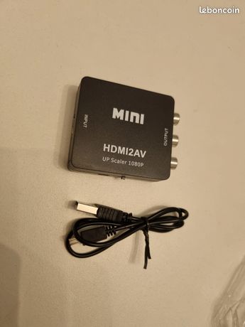 Mini adaptateur convertisseur HDMI AV RCA 1080p + câble