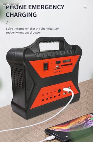 Mini station solaire avec panneaux 18V radio Bluetooth et 4 lampes 9W avec fil de 3m cha