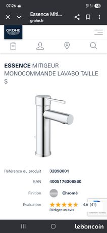 Mitigeur robinet lavabo grohé essence
