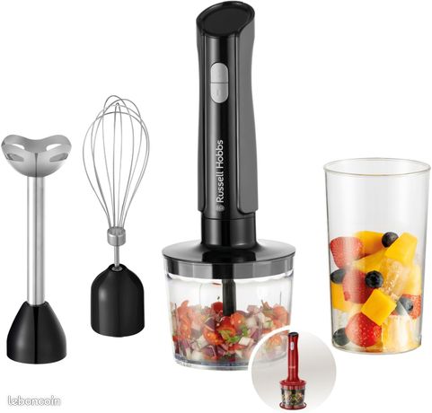 Mixeur plongeant 3en1 mixeur/hachoir/fouet blender Idéal pour aliments pour bébés smoothie purée soupe 2 vitesses+fonction pulse lames acier inox sans BPA Anthracite 27141-56