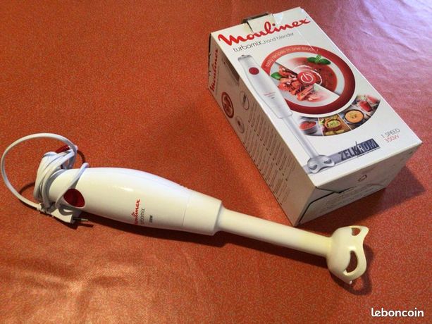 Mixeur Turbomix Pied Moulinex Blender blanc Moteur 350 W 1 vitesse dans son emballage dorigine Gobelet mesureur Prise en main facile