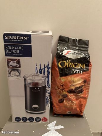 Moulin à café électrique 8-9tasses silvercrest avec café en grain Segafredo