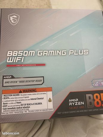 MSI B850 GAMING PLUS WIFI -CARTE MÈRE GAMING( STOCKET AM5,DDR5, PCle 5.0, wifi 7, LAN 5 GbE, 3xM.2, ATX)