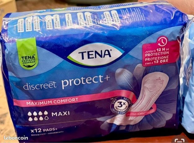 NEUF 4 Paquets TENA Discreet protect 48 serviettes. NEUF