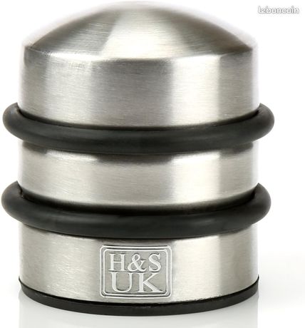 Bloc porte acier inoxdable brossé Butée stop-porte avec protections caoutchouc H&S