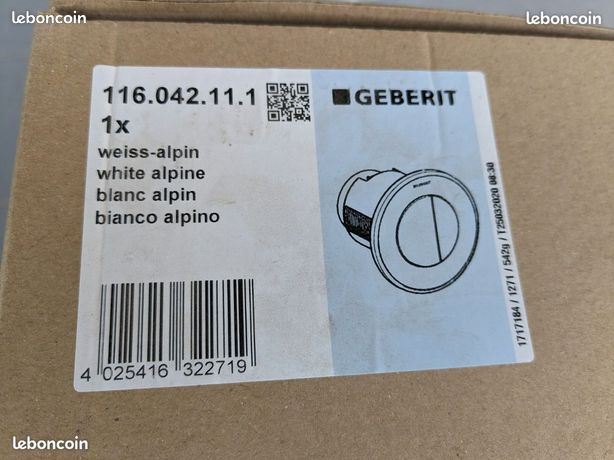 Bouton Pneumatique WC Suspendu Blanc Ref GEBERIT 116042111 Chasse d'Eau Pneumatique