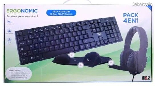 " NEUF " Pack Ergonomique Ergotine Clavier/Tapis & Souris/Casque