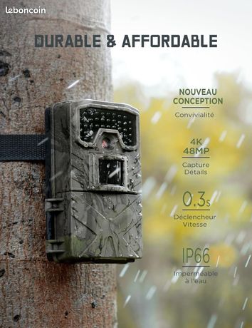 Neuve Caméra de chasse et observation 4K 30fps avec Vision Nocturne Infrarouge Étanche IP66 et Activée par Le Mouvement