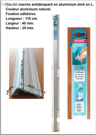 Nez de marche antidérapant en aluminium strié en L