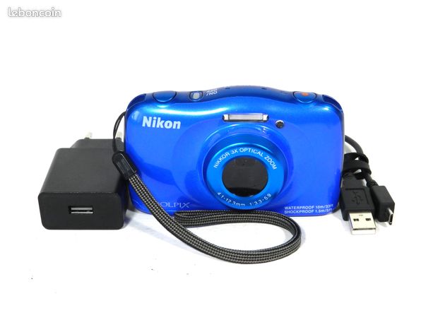NIKON COOLPIX S33 Bleu - Appareil photo numérique Waterproof En Bon Etat