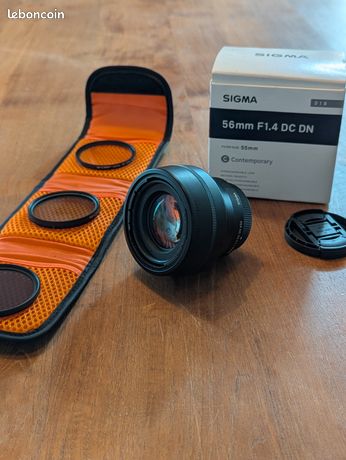Objectif sigma 56mm f/1.4 DC Contemporary Micro 4/3 + filtres – État excellent